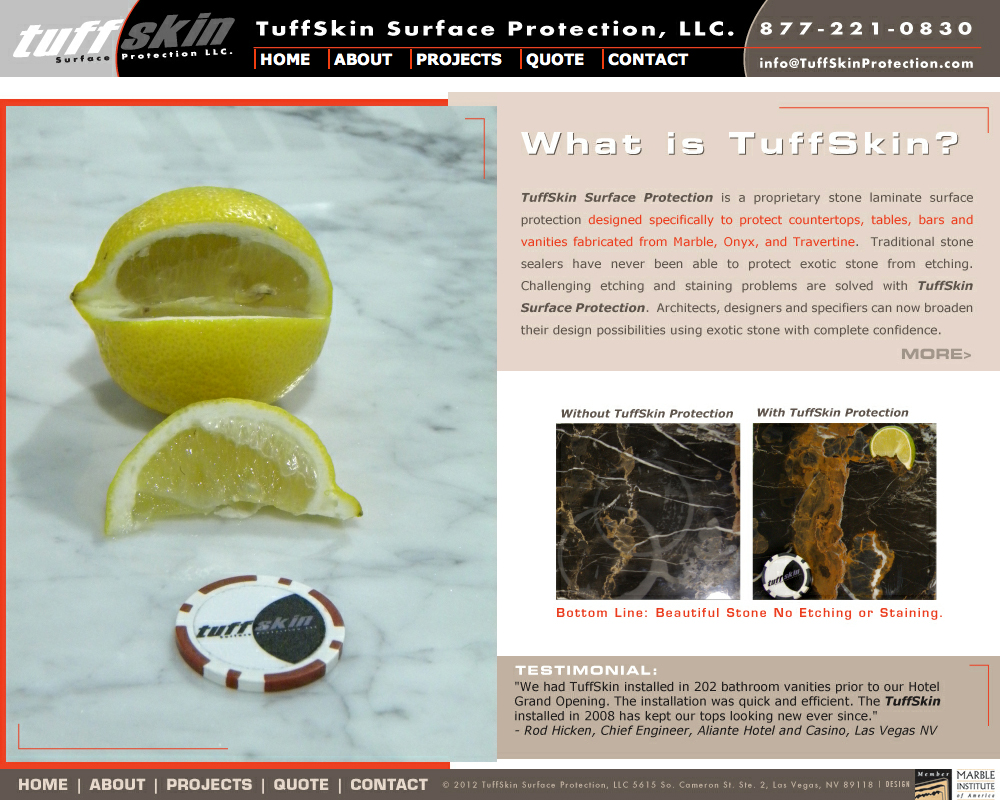 TuffSkin Surface Protection Website