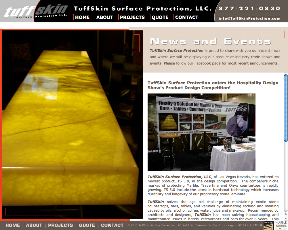 TuffSkin Surface Protection Website