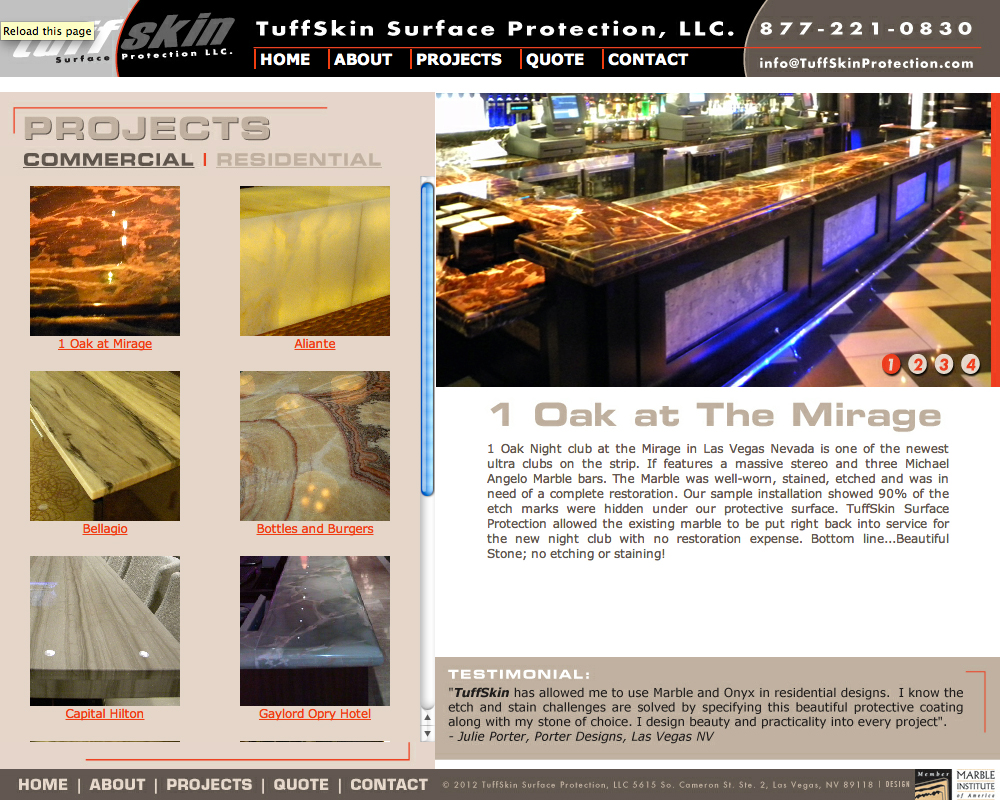 TuffSkin Surface Protection Website